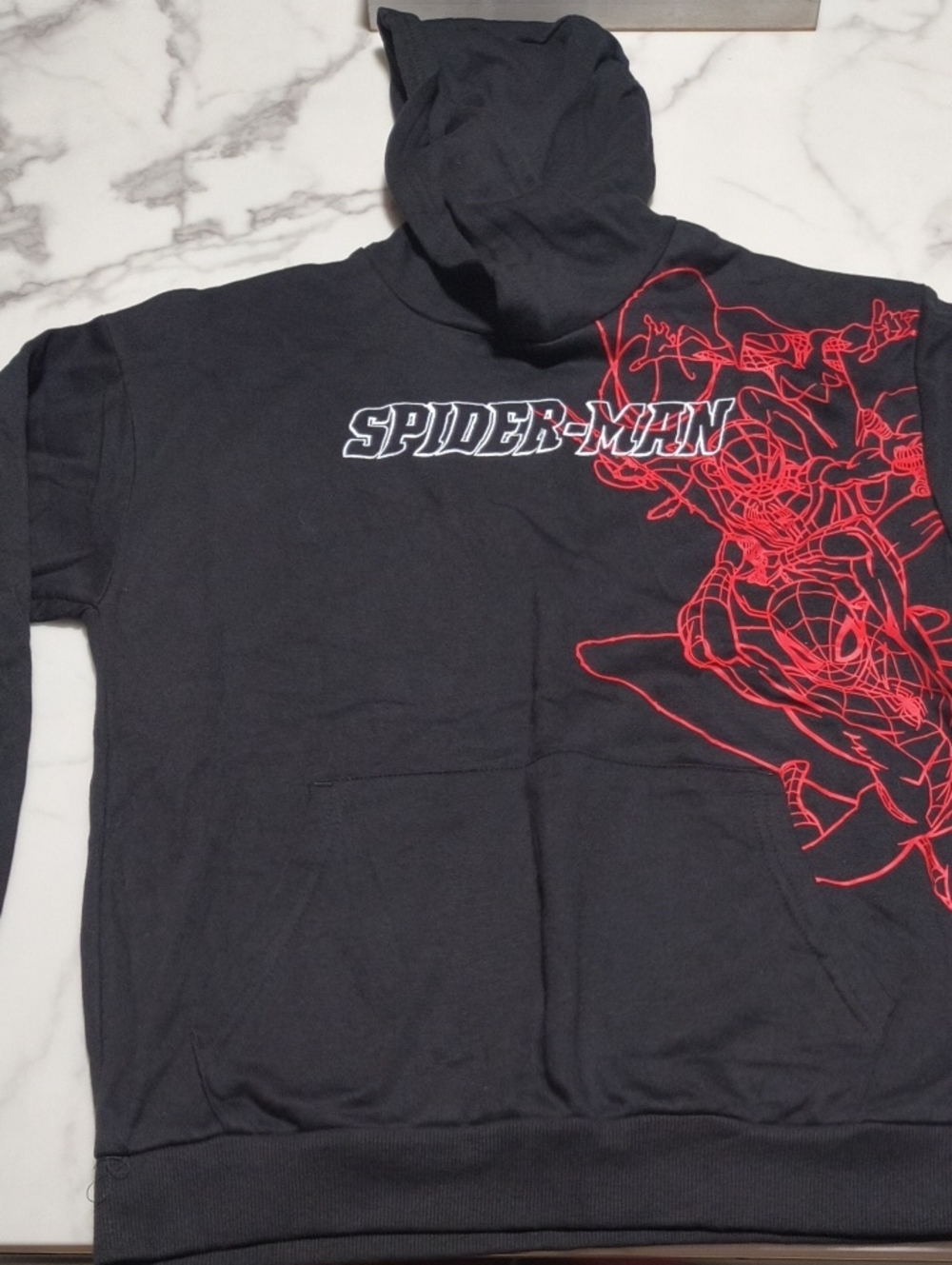 Marvel Black Hoodie with Red Spider-Man Line Art